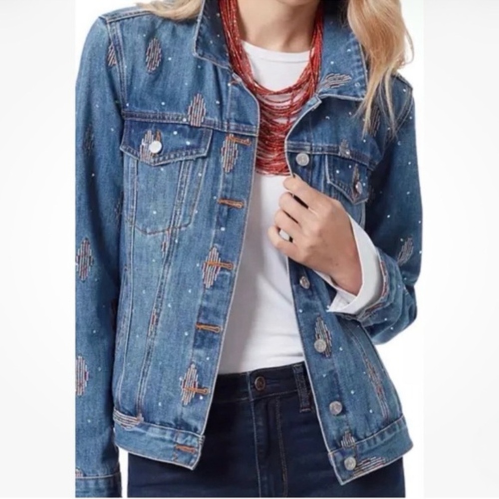 Sam Edelman Snow Canyon Billie embroidered Blue Jean Jacket